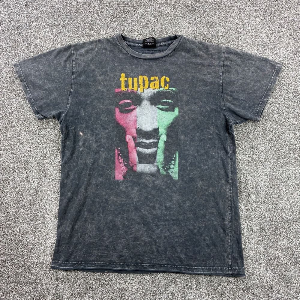 Tupac Cross Colors Shirt Mens Medium Gray Faded Hip Hop Rap Tee 2Pac Shakur
